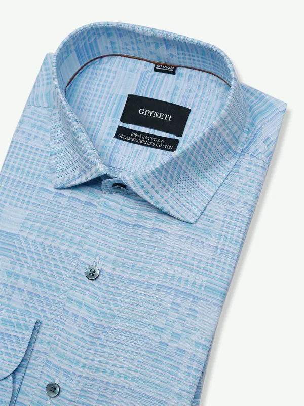 Ginneti sky blue cotton textured shirt