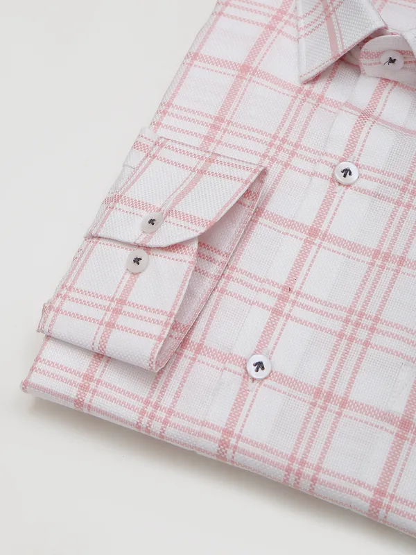 Ginneti white and pink cotton checks shirt
