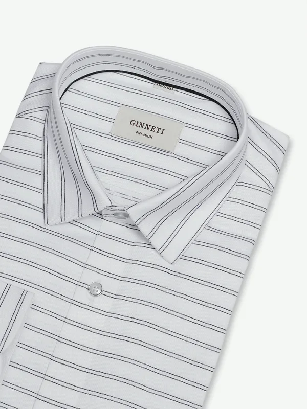 Ginneti white cotton shirt in stripe