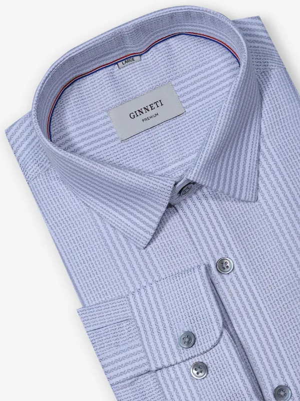 GINNETI white cotton silk printed shirt