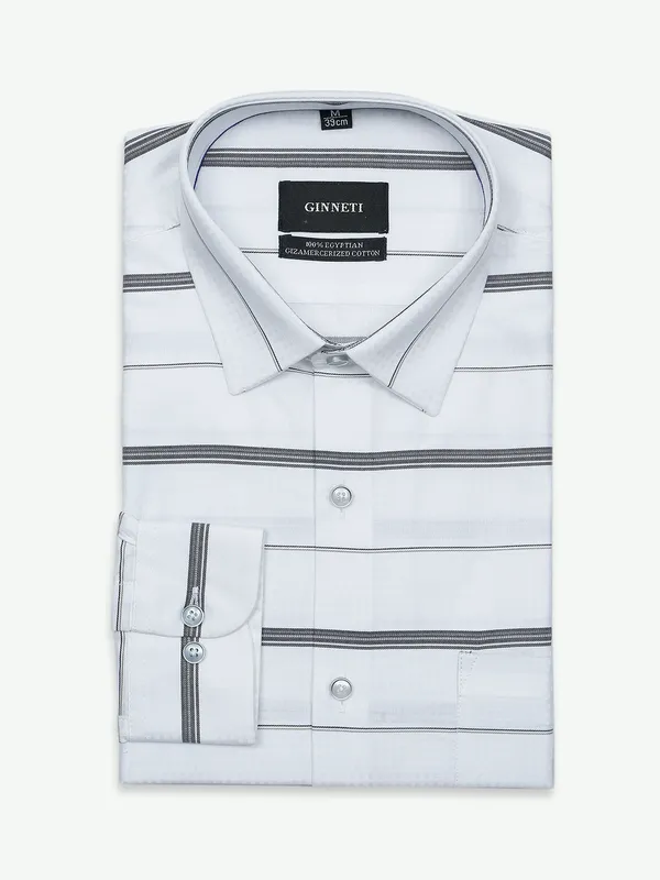 Ginneti white stripe cotton shirt