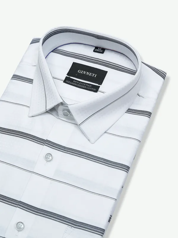 Ginneti white stripe cotton shirt