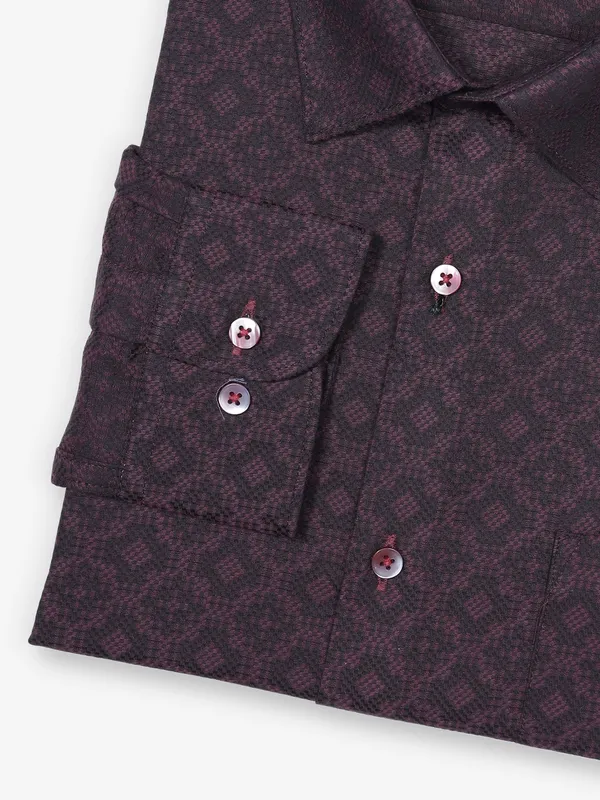 GINNETI wine printed cotton shirt