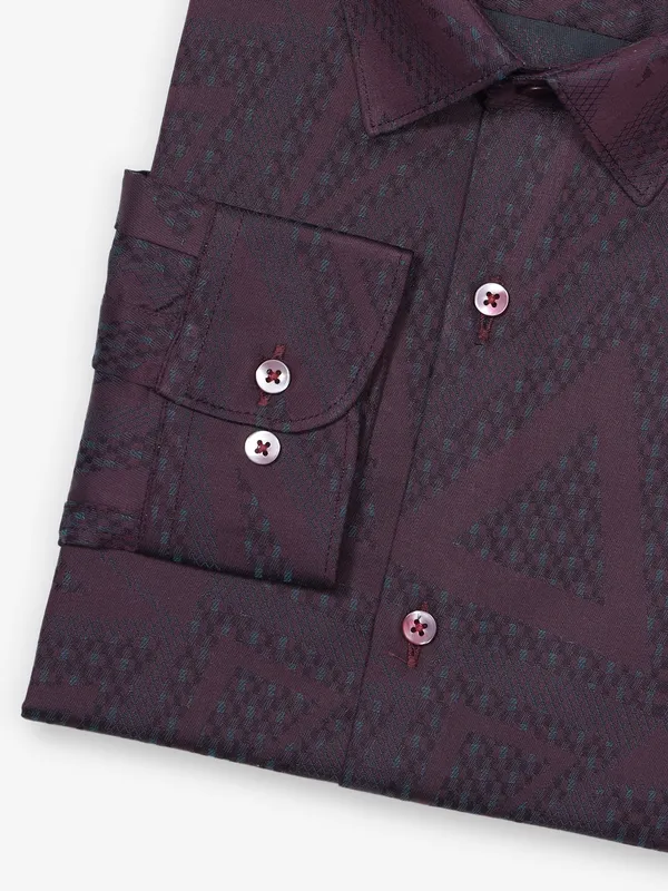 GINNETI wine printed cotton shirt for men