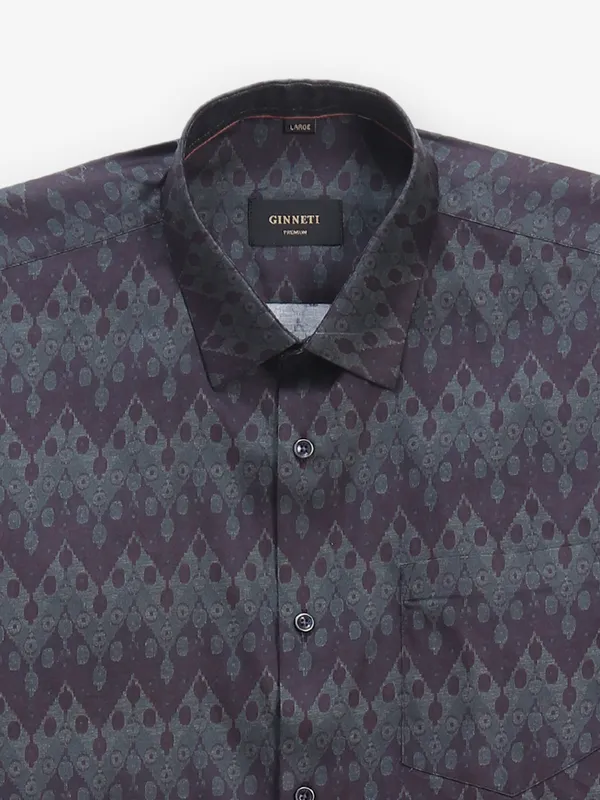 GINNETI wine silk printed shirt