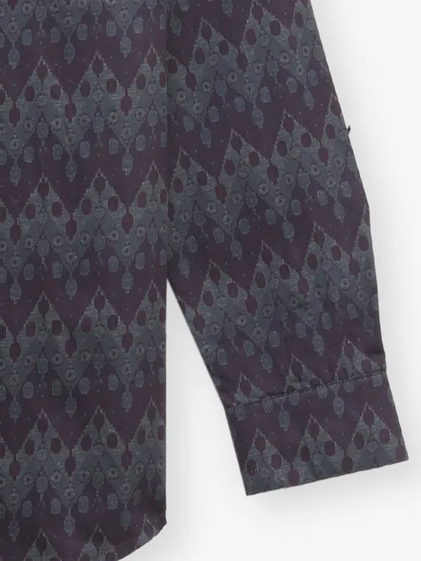 GINNETI wine silk printed shirt