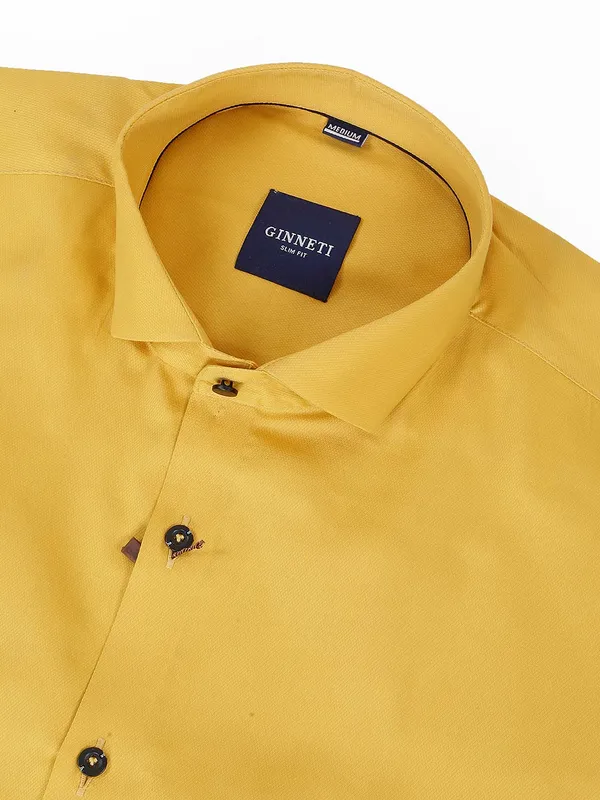 Ginneti yellow color solid casual shirt