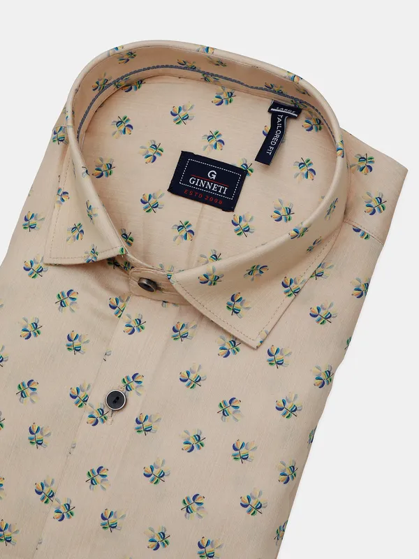 Ginneti yellow printed casual shirt