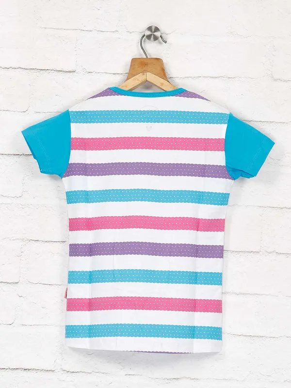 Giraffe blue hue round neck printed cotton top