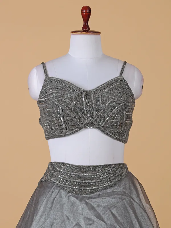Glamorous black silk lehenga choli with jacket