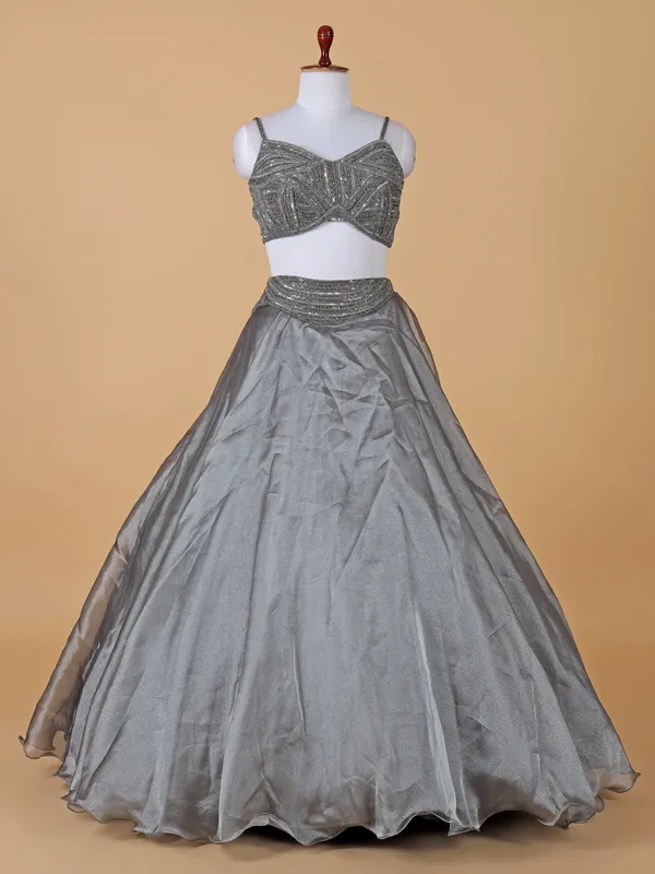 Glamorous black silk lehenga choli with jacket