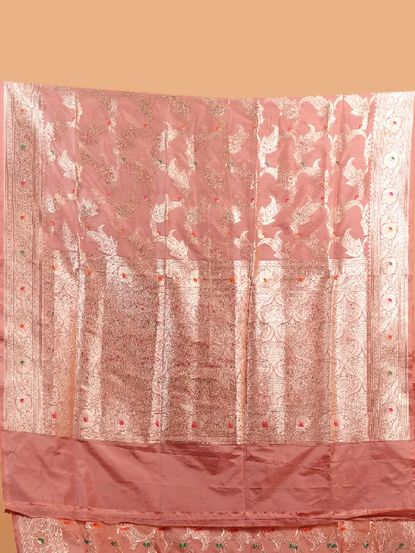 Glamorous dark peach banarasi silk saree