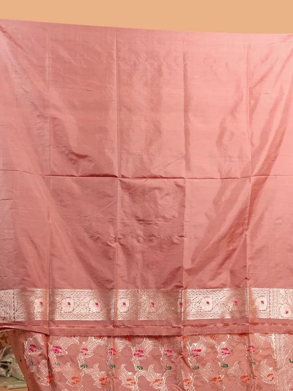 Glamorous dark peach banarasi silk saree