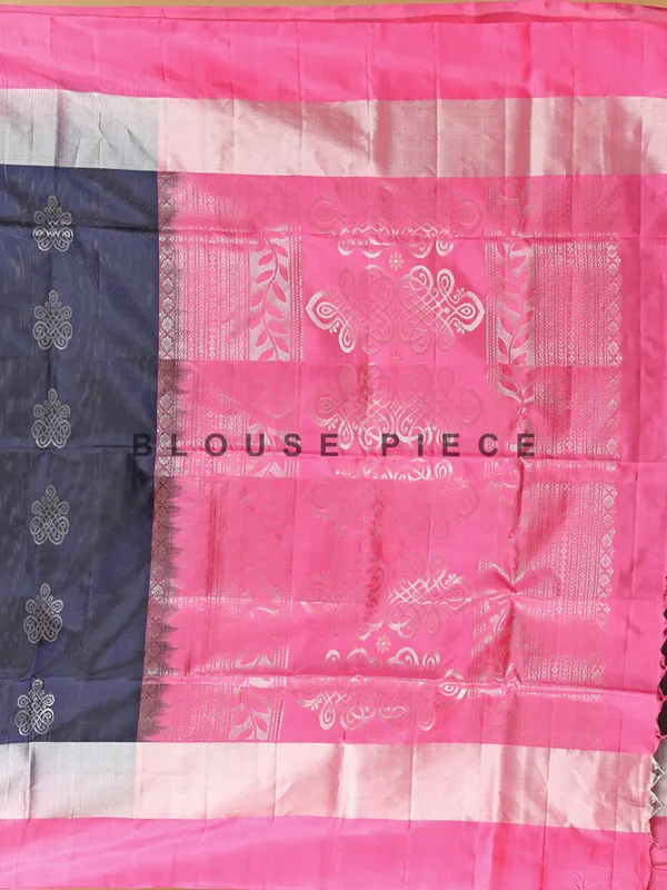 Glamorous pink and navy silk saree