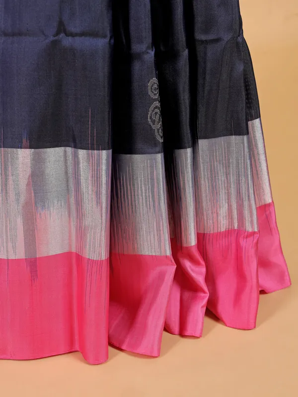 Glamorous pink and navy silk saree