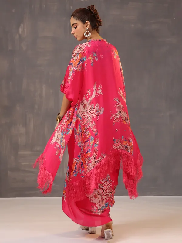 Glamorous pink designer suit in silk