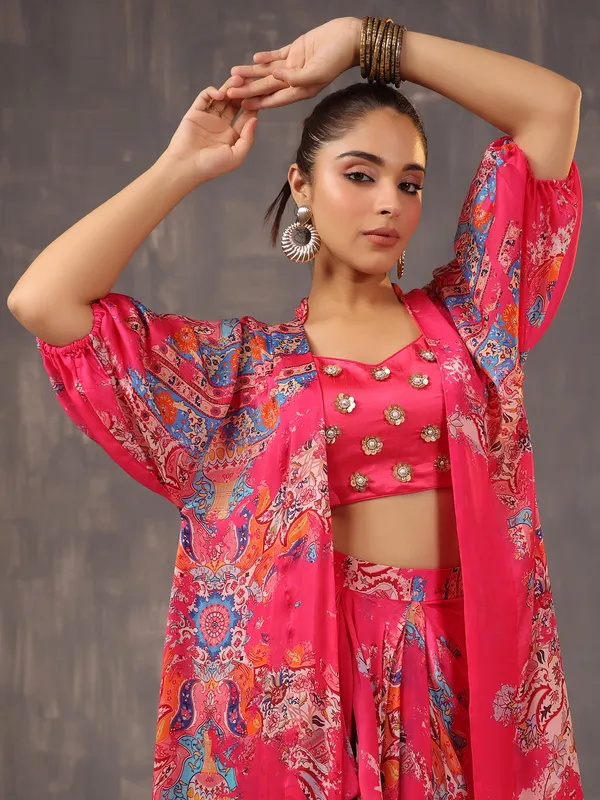 Glamorous pink designer suit in silk