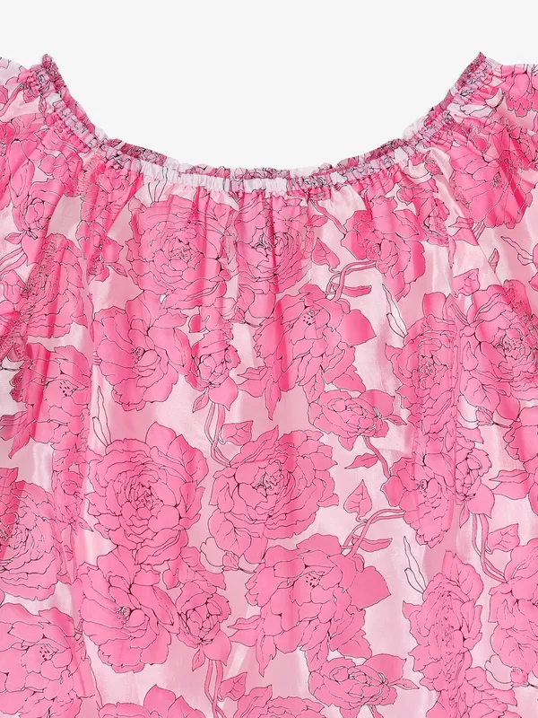 Global Republic baby pink organza printed top