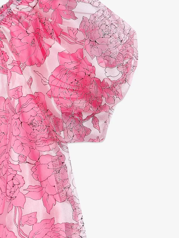 Global Republic baby pink organza printed top