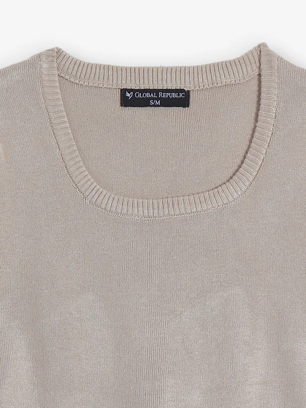 GLOBAL REPUBLIC beige knitted crop top