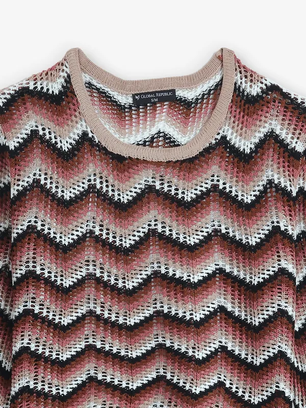 GLOBAL REPUBLIC beige knitted top