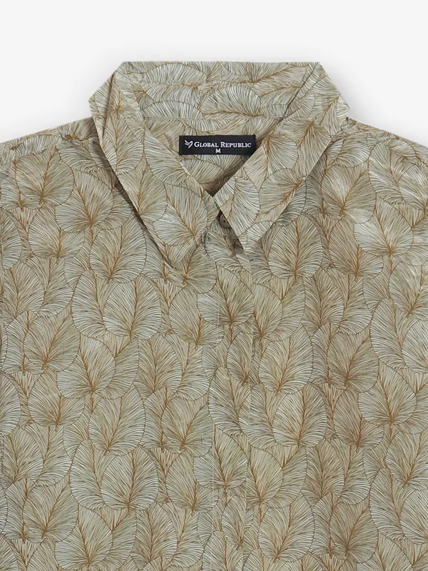 GLOBAL REPUBLIC beige printed shirt