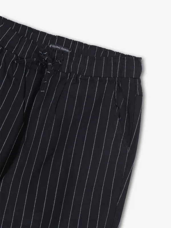 GLOBAL REPUBLIC black cotton stripe pant