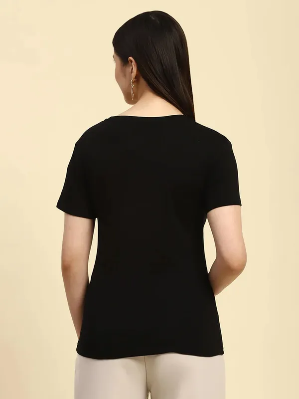 GLOBAL REPUBLIC black cotton t-shirt for women