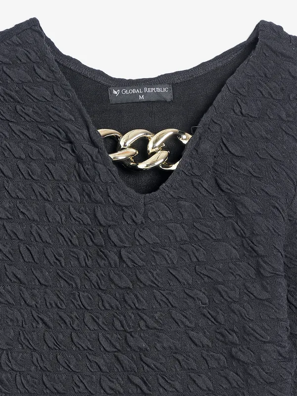 Global Republic black lycra plain top