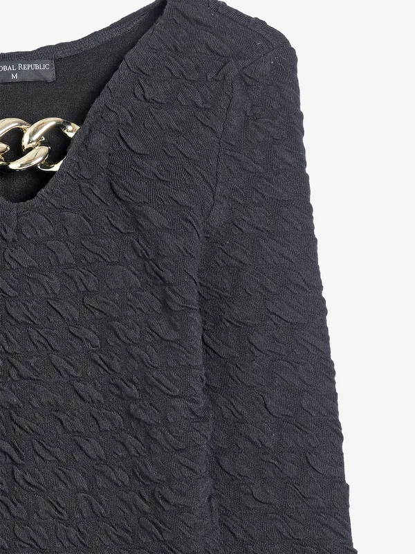 Global Republic black lycra plain top