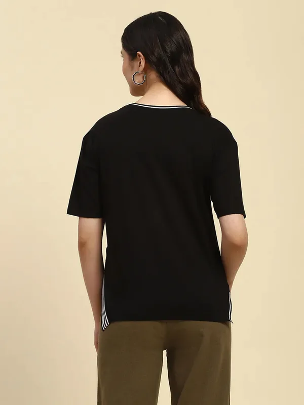 GLOBAL REPUBLIC black printed cotton t-shirt