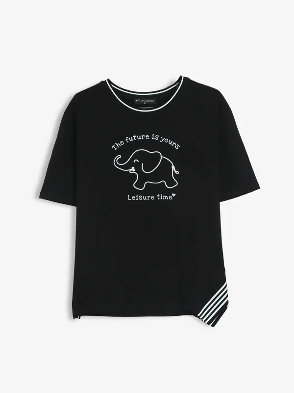 GLOBAL REPUBLIC black printed top