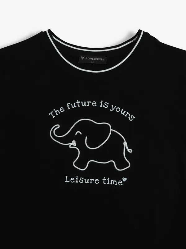 GLOBAL REPUBLIC black printed top