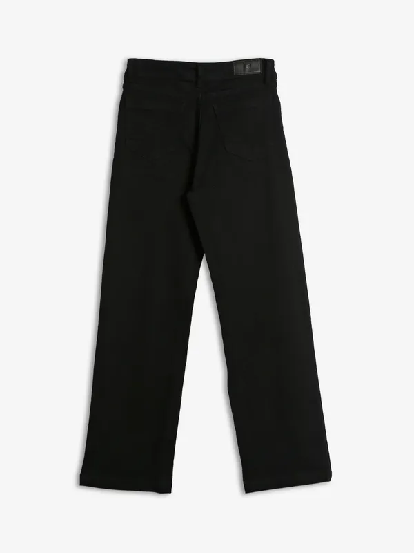 Global Republic black solid straight fit jeans