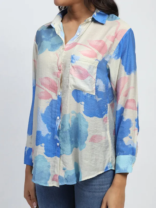 GLOBAL REPUBLIC blue printed linen shirt