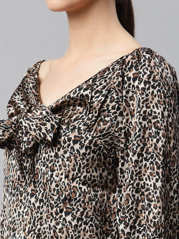 GLOBAL REPUBLIC brown and black animal print top