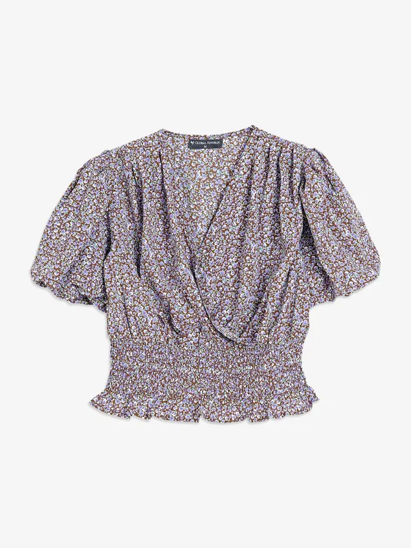 Global Republic brown and purple printed crop top