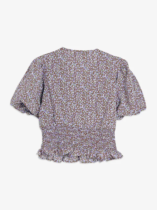 Global Republic brown and purple printed crop top