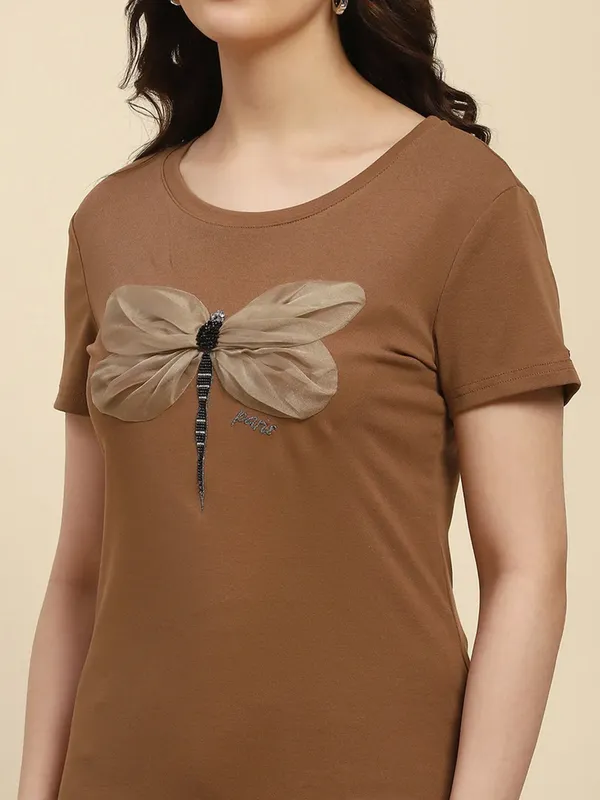 GLOBAL REPUBLIC brown cotton t-shirt