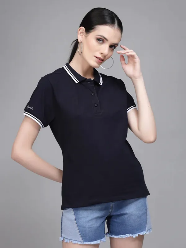 Global Republic cotton navy t shirt