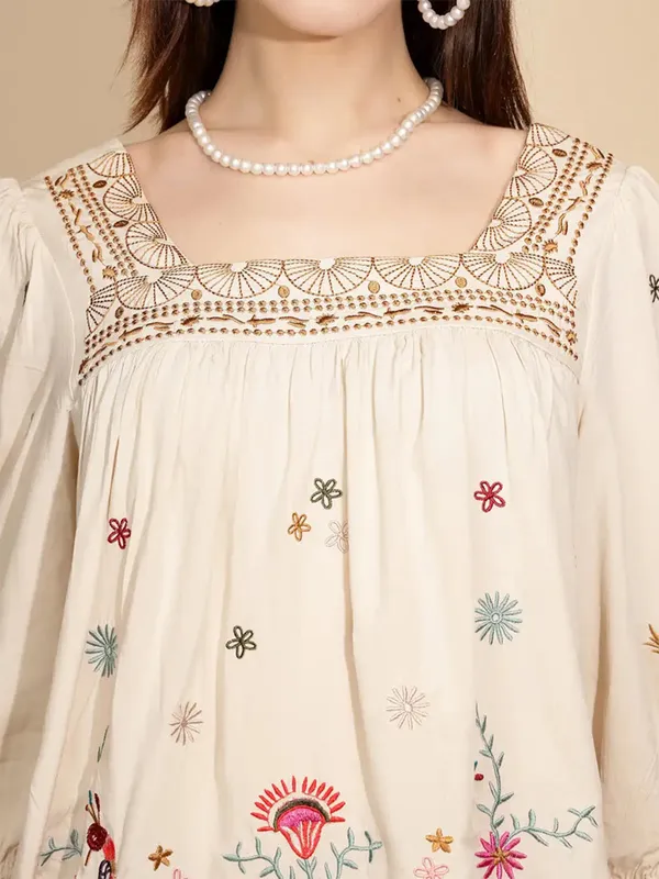 GLOBAL REPUBLIC cream embroidery top