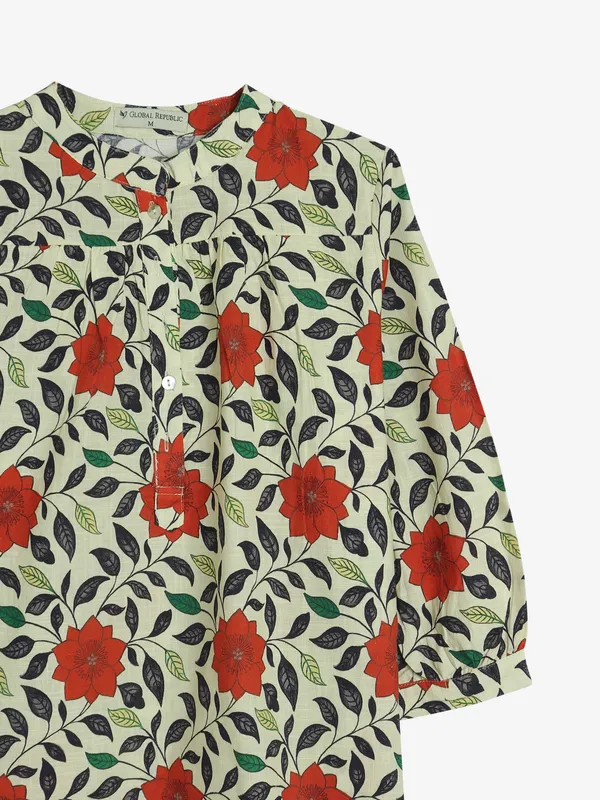 GLOBAL REPUBLIC cream floral printed top