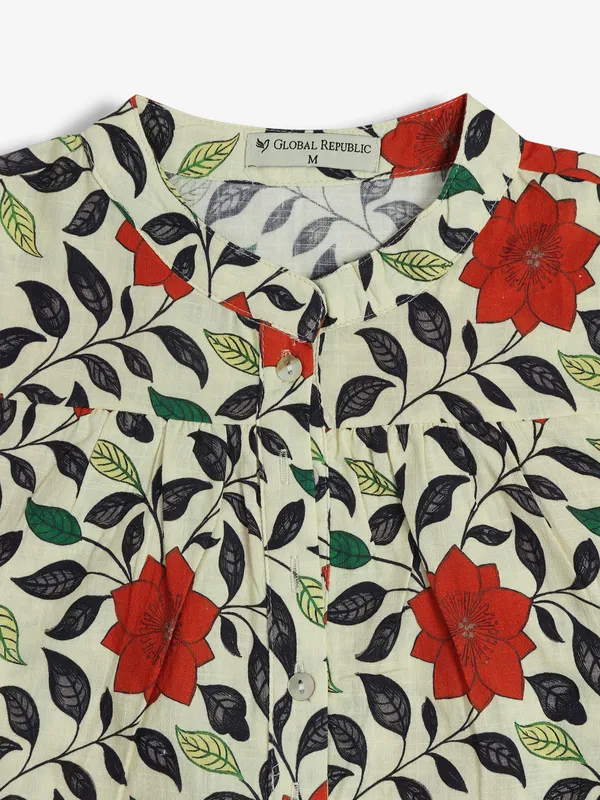 GLOBAL REPUBLIC cream floral printed top