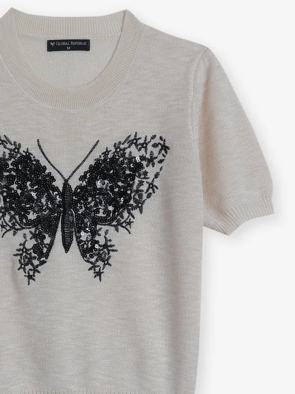 GLOBAL REPUBLIC cream viscose top