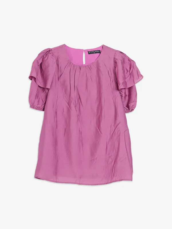 Global Republic dark pink cotton plain top