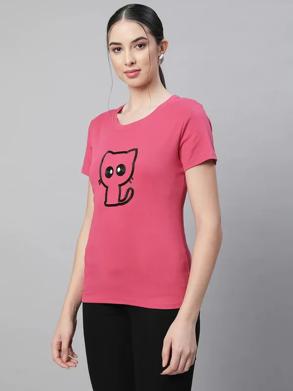 Global Republic dark pink cotton t shirt