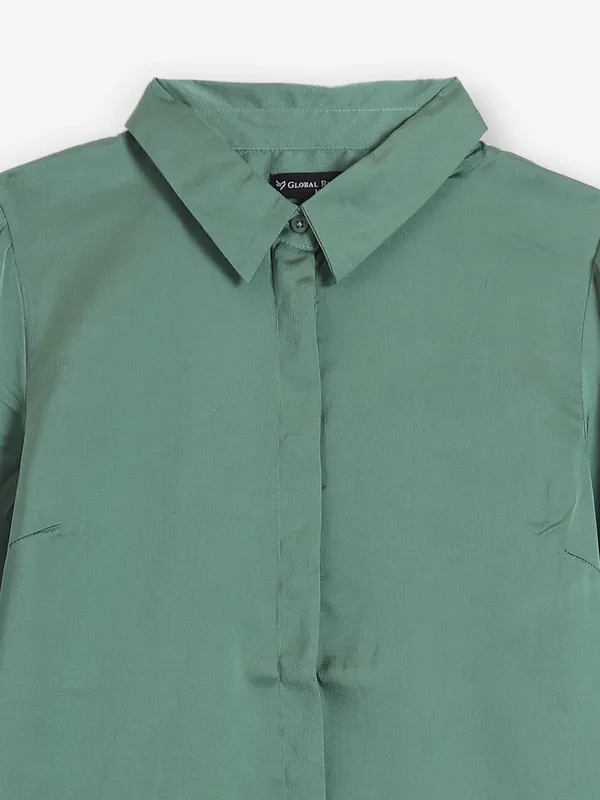GLOBAL REPUBLIC green satin shirt