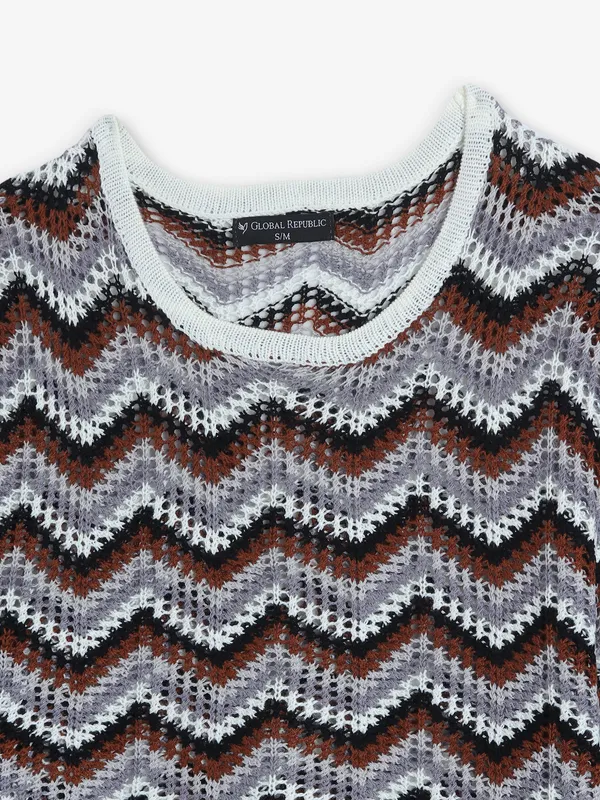GLOBAL REPUBLIC grey zigzag top