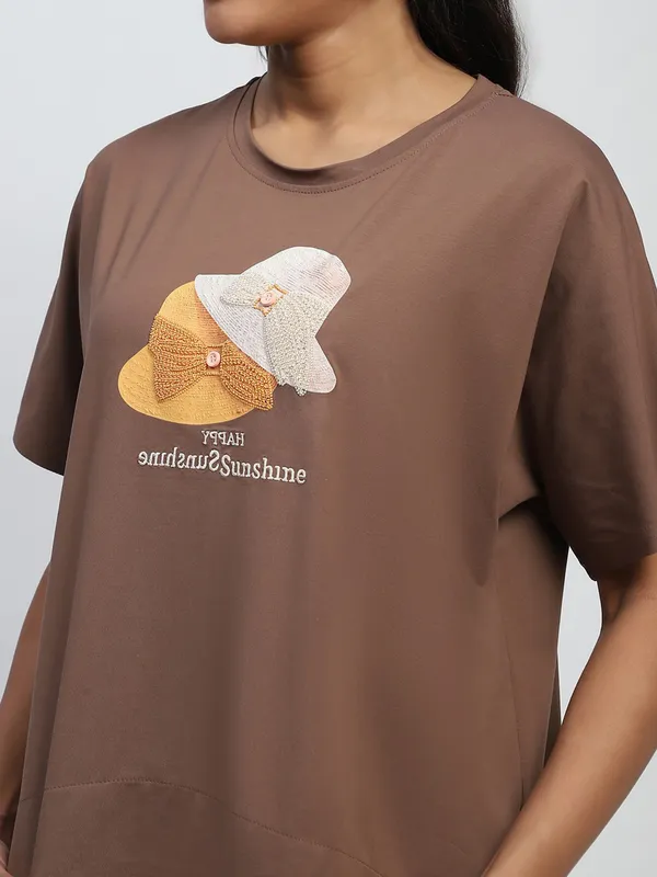 GLOBAL REPUBLIC light brown cotton t-shirt