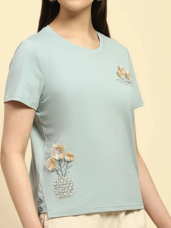 GLOBAL REPUBLIC mint green cotton t-shirt